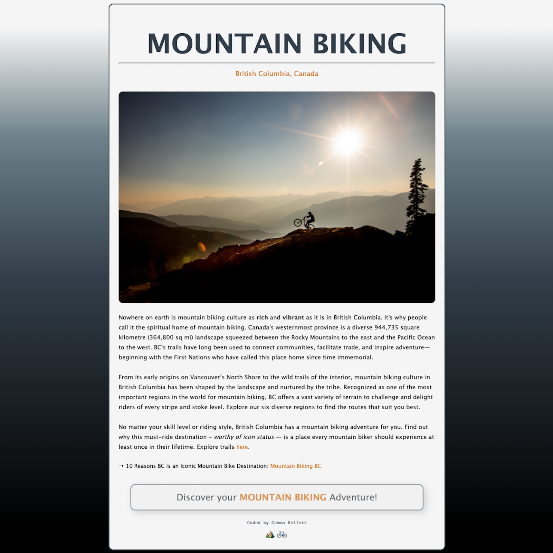 Mountain Biking Website project